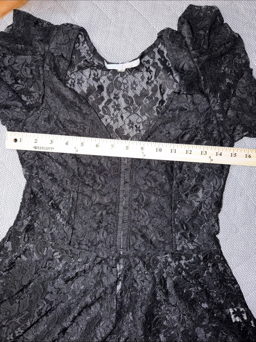 Cecico Black Lace V-Neck Flutter Sleeve Blouse - Picture 9 of 10